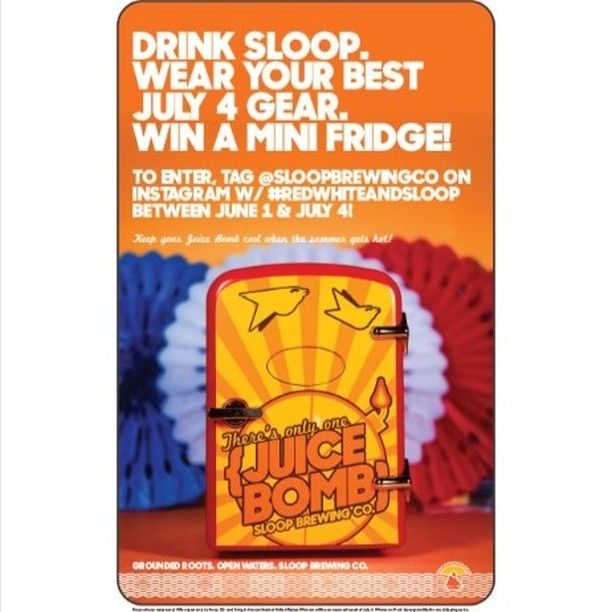 Put on your best 4th of July gear and you may be able to win this sweet fridge from @sloopbrewingco ! Who doesn't want more cold space for your brews?

#redwhiteandsloop